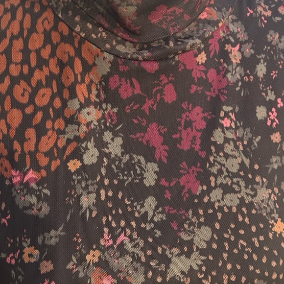 Tribal Multicolor Long Sleeve Mock Neck Blouse - Picture 2 of 4